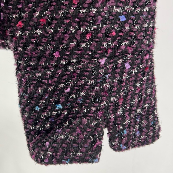 Chico’s size 2 tweed cropped blazer jacket moto L 12 zippers open front office - Picture 9 of 9